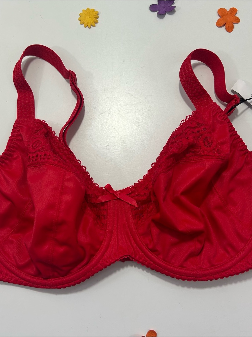 Prima Donna Red Lace Unpadded Underwire Bra 34D NWOT